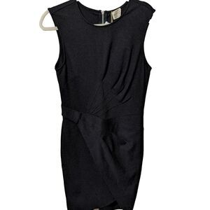 NWT Torn by Ronny Kobo NYC black stretch wrap detail sleeveless mini dress Large